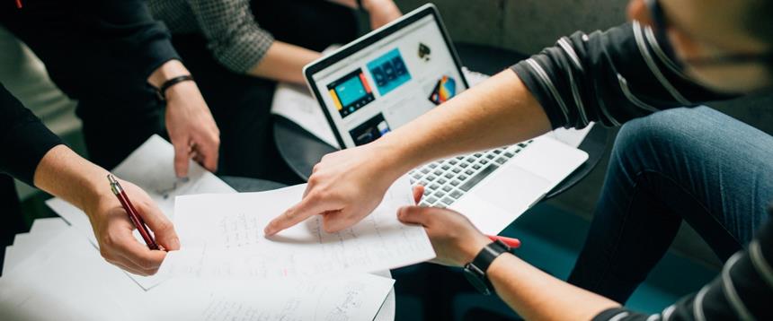 Photo of a group working on homework
