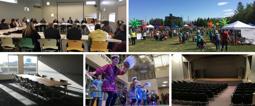 Collage of meeting rooms and public spaces at Anchorage Public Libraries